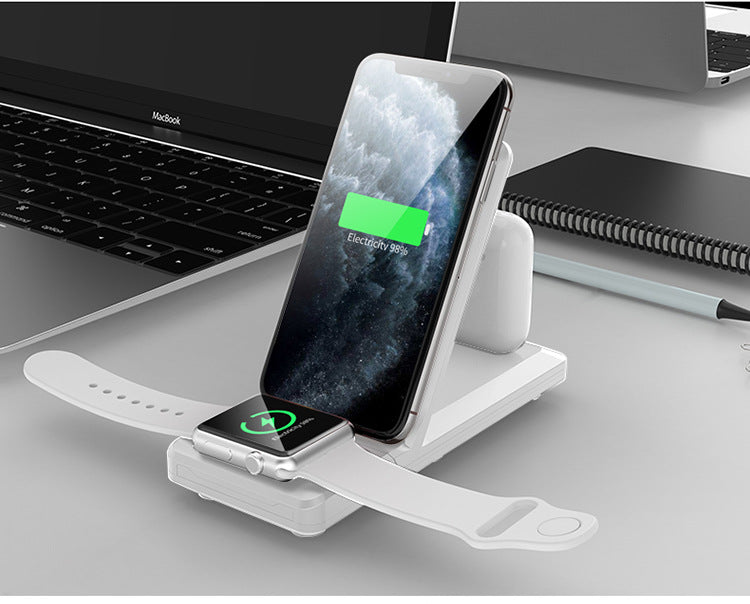 3-in-1-Wireless-Ladegerät Vertikal zusammenklappbares kabelloses Ladegerät 15 W schnelles Aufladen 3-in-1-Wireless-Ladegerät