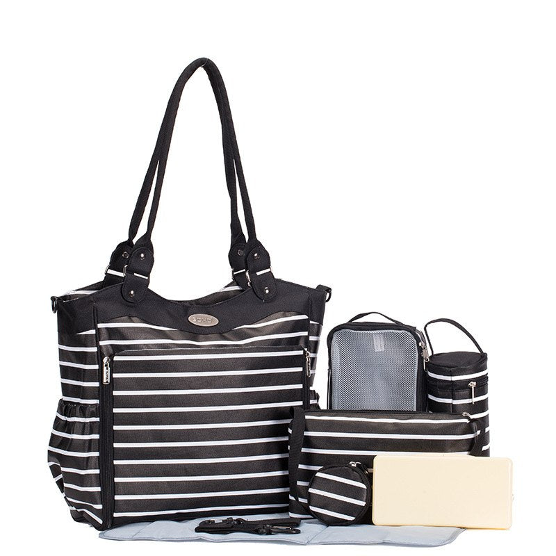 9 teile/satz Mutterschaft Windel Windel Taschen mit Kinderwagen Haken Baby Flasche Tasche Tote Kinder Kleidung Beutel Windel Wickelauflage