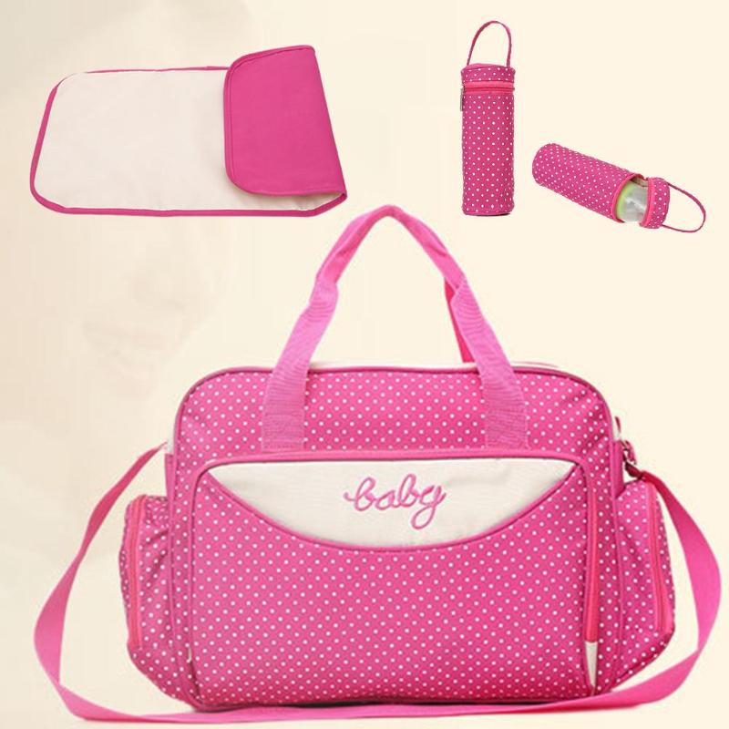 5 teile/satz Mutter Mama Wickeltasche Set Mutterschaft Anzug Große Handtasche Windel Tasche Kinderwagen Lebensmittel Tasche Baby Flasche Halter Tasche Sets