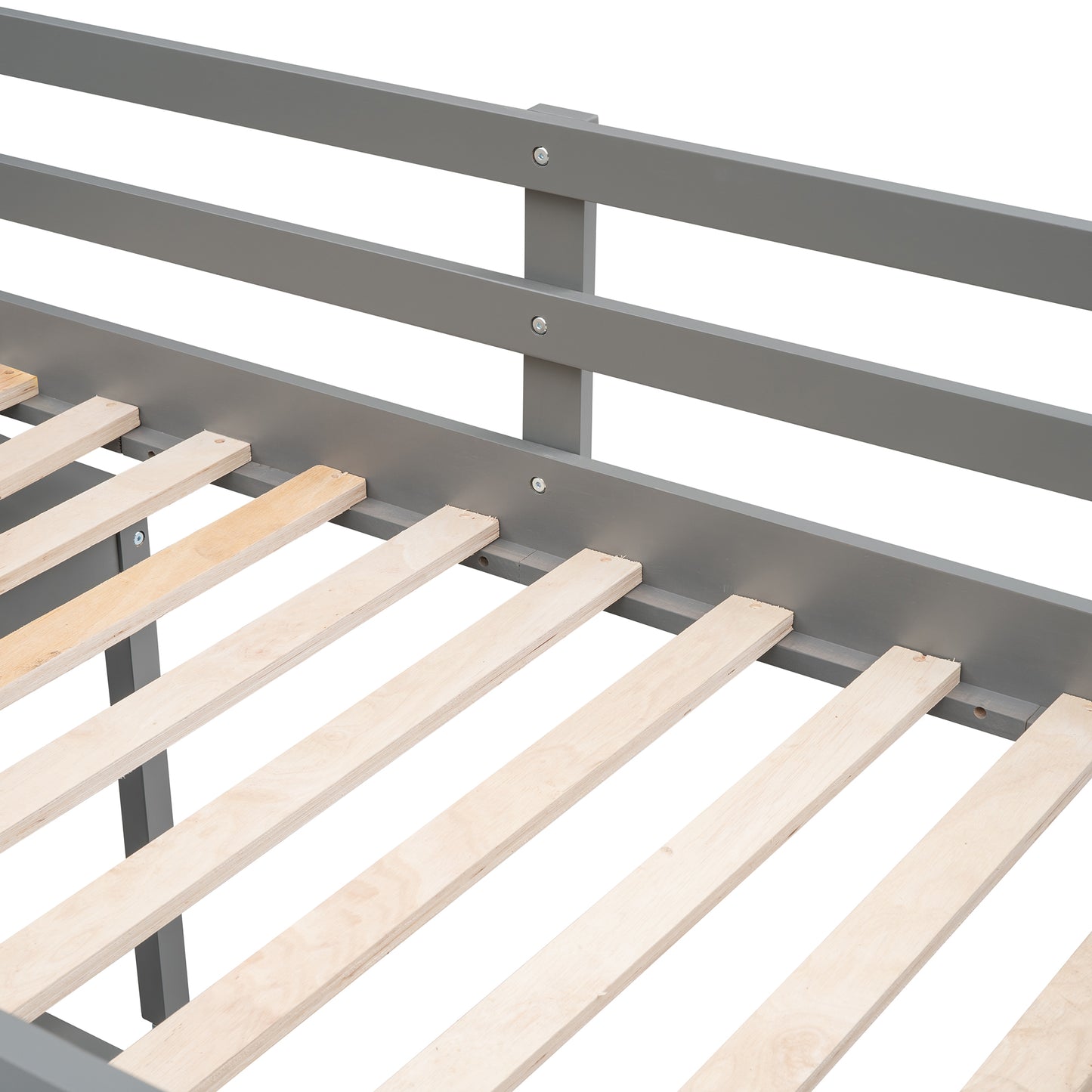 Niedriges Arbeitszimmer-Hochbett für zwei Personen mit Schrank und rollbarem tragbarem Schreibtisch – Grau (ALTE SKU: LP000113AAE)