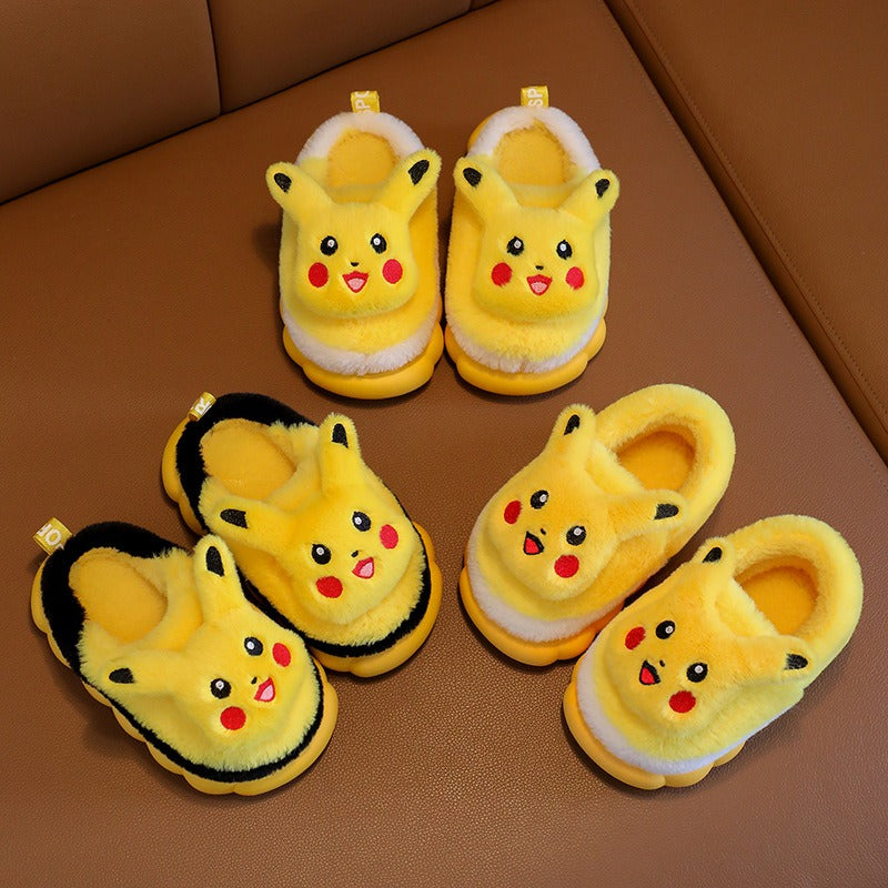 Winterkinder-Baumwollpantoffeln, süßes Cartoon-Haus für Mädchen, warme und rutschfeste Baby-Baumwollschuhe für drinnen und draußen, Eltern-Kind-Schuhe, Winter