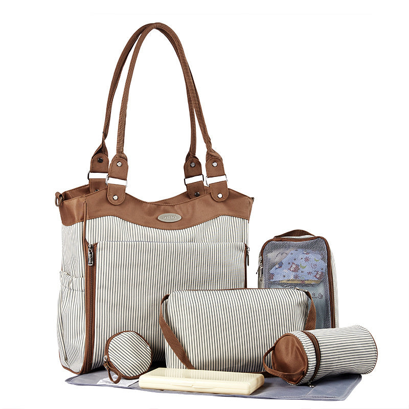 9 teile/satz Mutterschaft Windel Windel Taschen mit Kinderwagen Haken Baby Flasche Tasche Tote Kinder Kleidung Beutel Windel Wickelauflage