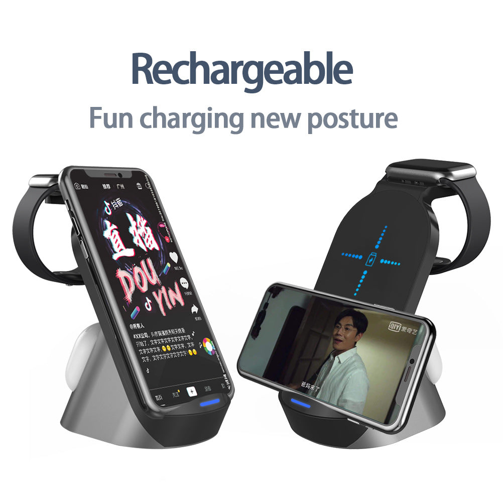 3-in-1-Wireless-Ladegerät für Apple Handyuhr Headset Vertikales kabelloses Laden Drei-in-eins-Schnellladung