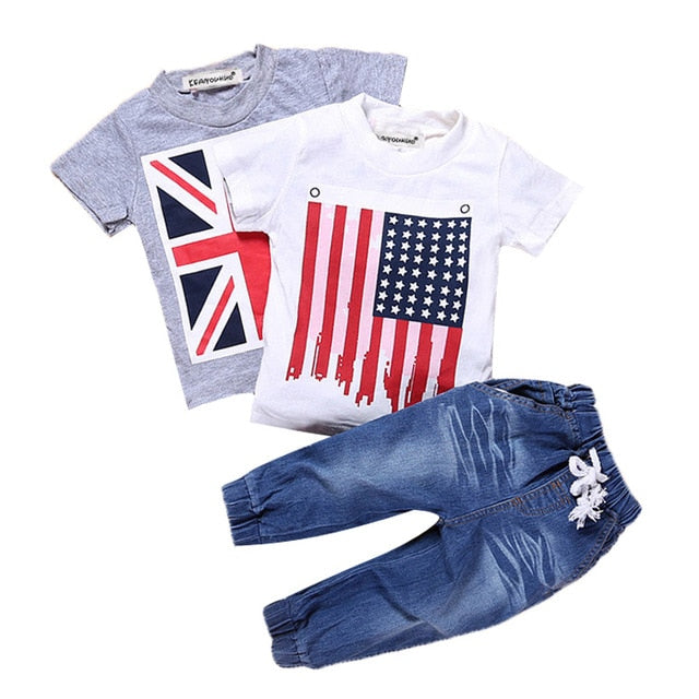 4Pcs Jungen Kleidung Sets Sommer Kinder Kleidung Baby Boy Sport Anzug T-shirt + Jeans Kostüm Für Kinder