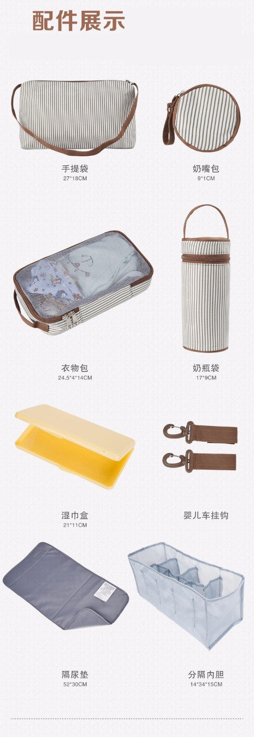 9 teile/satz Mutterschaft Windel Windel Taschen mit Kinderwagen Haken Baby Flasche Tasche Tote Kinder Kleidung Beutel Windel Wickelauflage