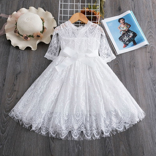 Rote Kinderkleider für Mädchen Blumenspitze Tüllkleid Hochzeit Kleines Mädchen Zeremonie Party Geburtstagskleid Kinder Herbstkleidung