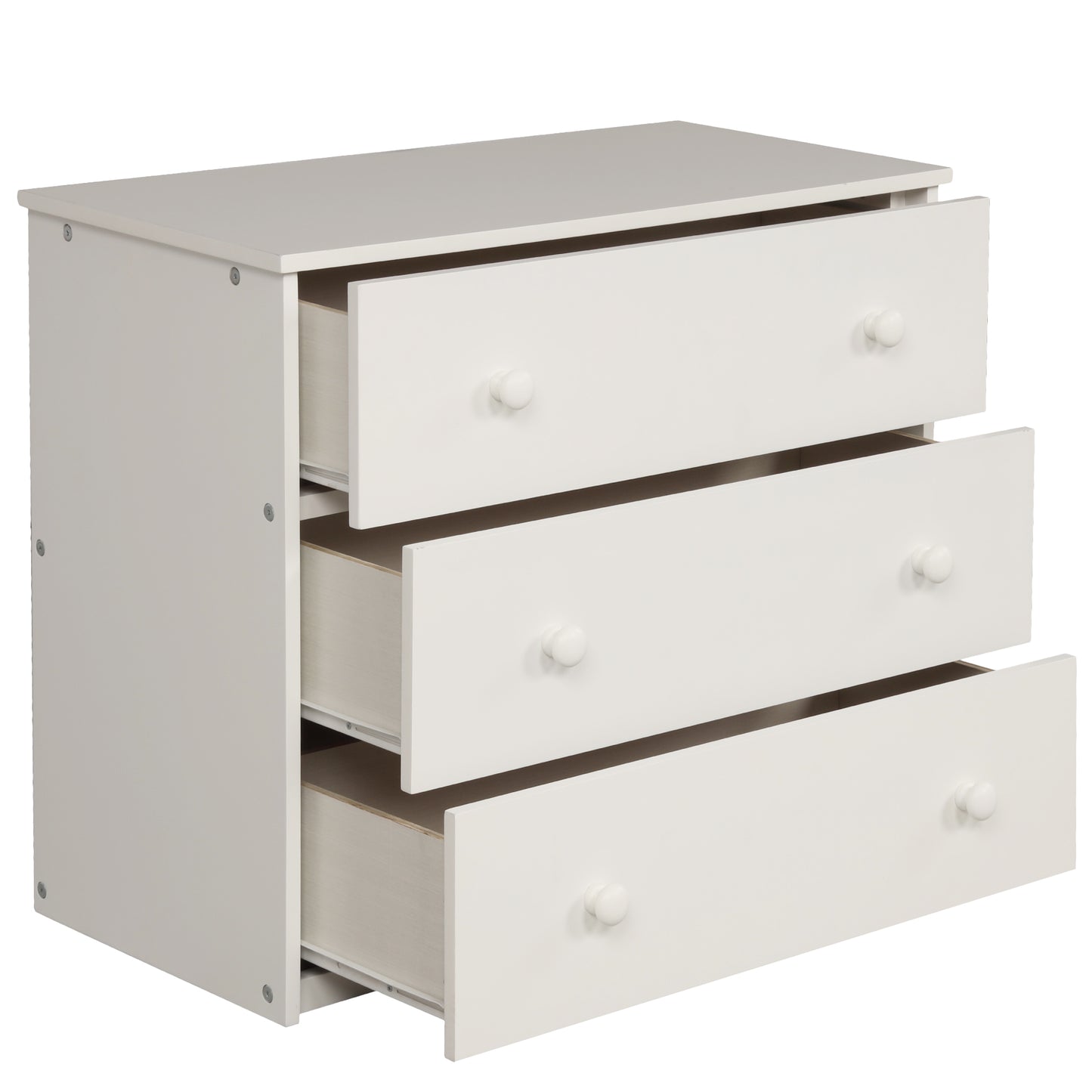 Niedriges Arbeitszimmer-Hochbett für zwei Personen mit Schrank und rollbarem tragbarem Schreibtisch – Weiß (ALTE Artikelnummer: LP000113AAK)