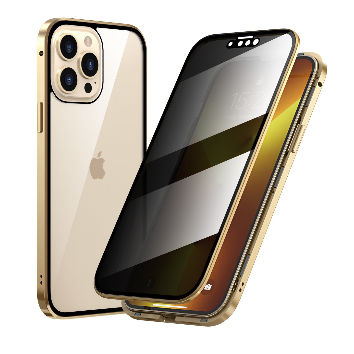 Anti-peep Magneto für Apple 13Pro telefon fall iPhone13/Mini doppelseitig metall rahmen schutz