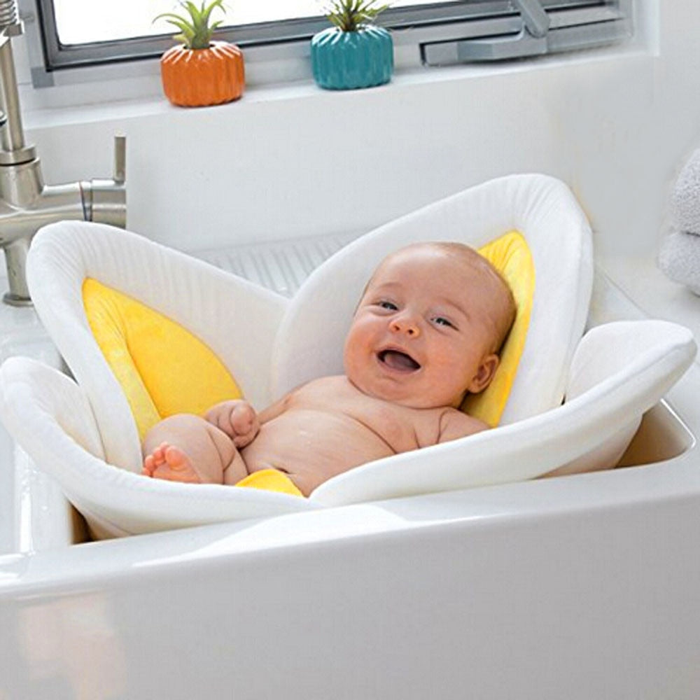 80CM Baby-Badematte Blühende Badewanne Blume Babybadewanne Waschbecken Sicher Neugeborenen Dusche Baden Faltbare Sicherheit Blütenblatt Sitzpolster