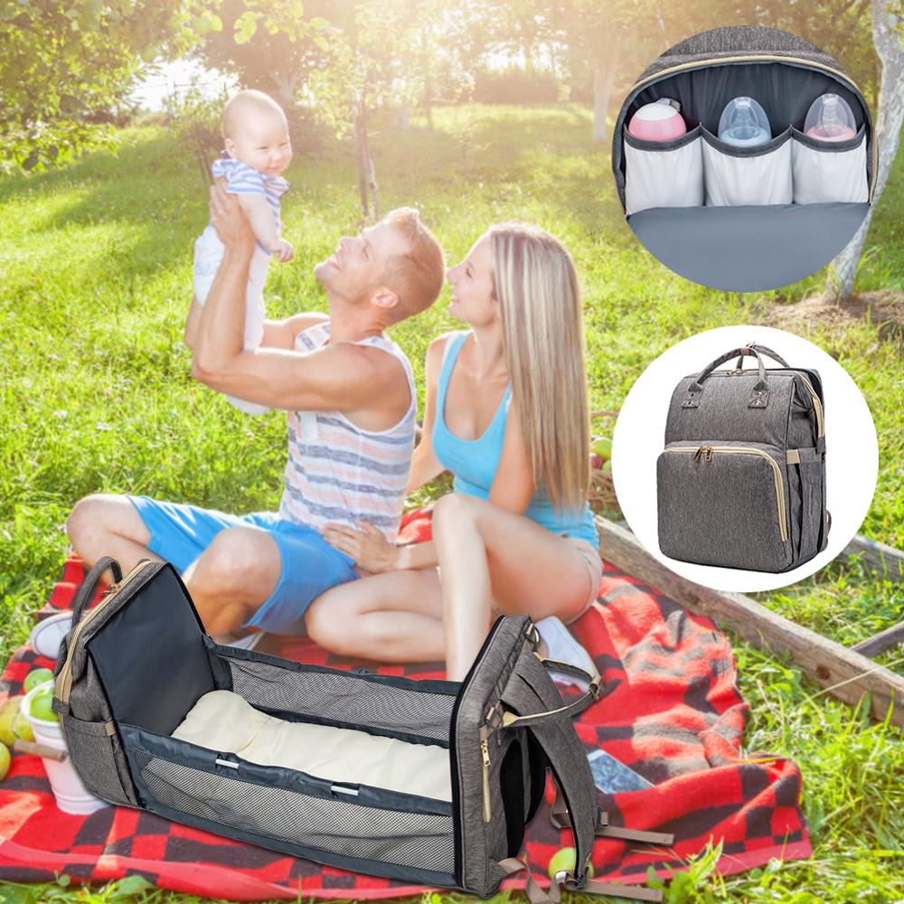 Mamas und Papas Baby-Rucksack, umwandelbar, leichte Baby-Wickeltasche, Bett, Mehrzweck-Reiseaufbewahrungstasche, Baby-Wickeltasche, Babybett