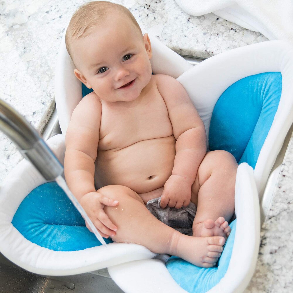 80CM Baby-Badematte Blühende Badewanne Blume Babybadewanne Waschbecken Sicher Neugeborenen Dusche Baden Faltbare Sicherheit Blütenblatt Sitzpolster