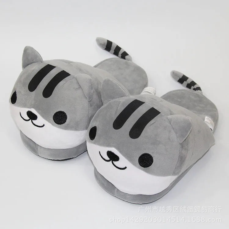 Winter Warm Indoor Slippers Cute Baby Plush Cartoon Slippers for Grown Ups Creative Prank Unisex Home Slipper Flats