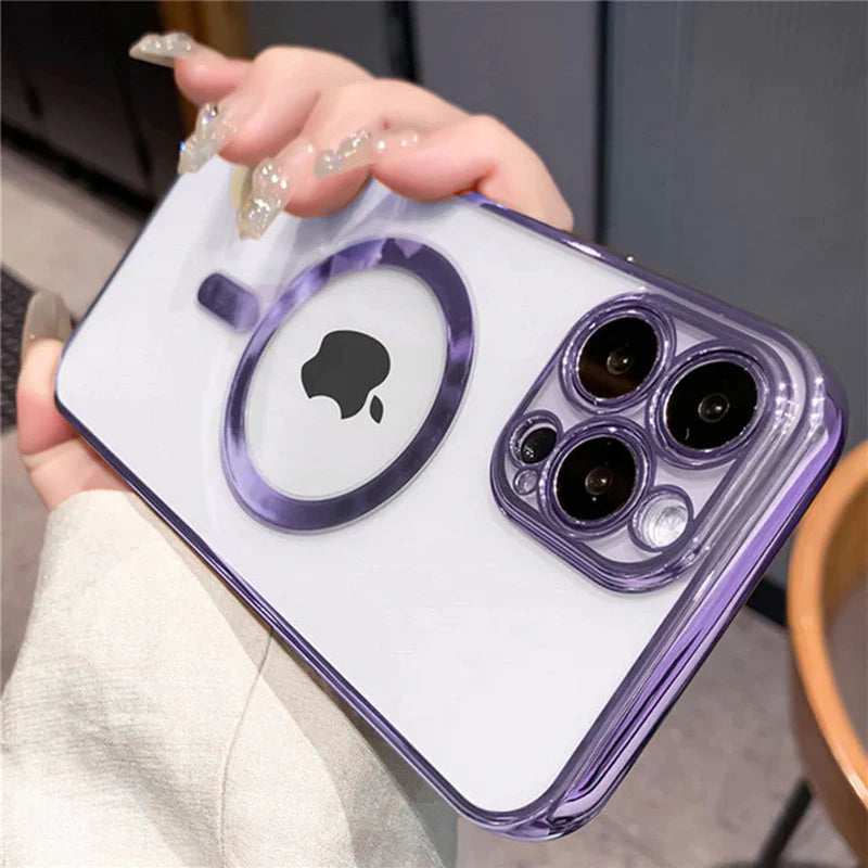 Luxury Plating Clear Magnetic for Magsafe Wireless Charge Case for Iphone 14 13 11 12 Pro Max X XR XS Silicone Transparent Cover