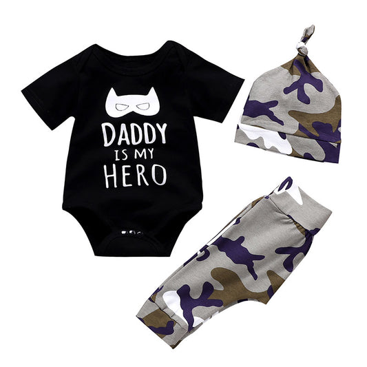 Wisefin Jungen Kleidung Infant Camo Schwarz Baby Kleidung Set Sommer Für Jungen 3 Stück Cartoon Print Kinder Outfit Mit Hut Für Neugeborene