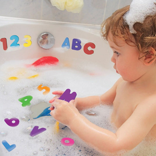 36 Stück (26 Buchstaben + 10 Zahlen) Baby-Schaumstoff-Buchstaben- und Zahlenaufkleber, Wasseraufkleber, Spielzeug für Kinder, schwimmendes Bade-/Duschspielzeug