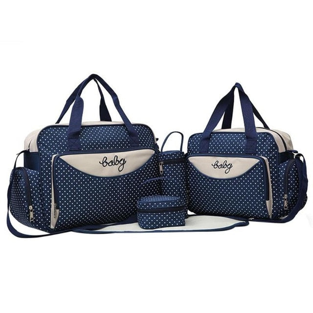 5 teile/satz Mutter Mama Wickeltasche Set Mutterschaft Anzug Große Handtasche Windel Tasche Kinderwagen Lebensmittel Tasche Baby Flasche Halter Tasche Sets