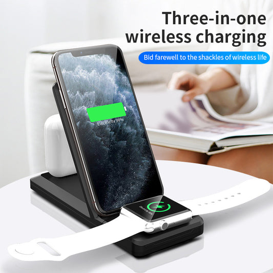 3-in-1-Wireless-Ladegerät Vertikal zusammenklappbares kabelloses Ladegerät 15 W schnelles Aufladen 3-in-1-Wireless-Ladegerät