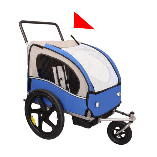 2-in-1 Doppel 2 Sitz Fahrrad Fahrrad Anhänger Jogger Kinderwagen für Kinder