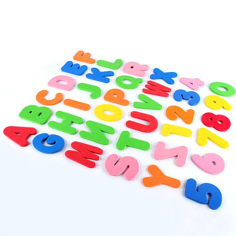 36 Stück (26 Buchstaben + 10 Zahlen) Baby-Schaumstoff-Buchstaben- und Zahlenaufkleber, Wasseraufkleber, Spielzeug für Kinder, schwimmendes Bade-/Duschspielzeug