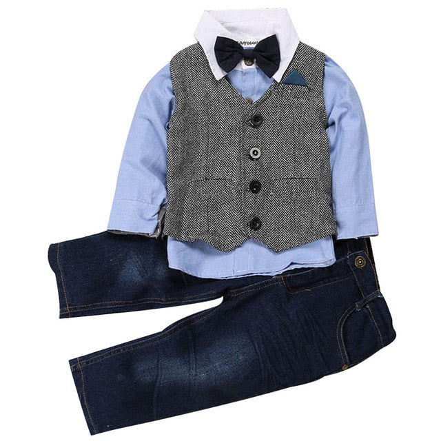 4Pcs Jungen Kleidung Sets Sommer Kinder Kleidung Baby Boy Sport Anzug T-shirt + Jeans Kostüm Für Kinder