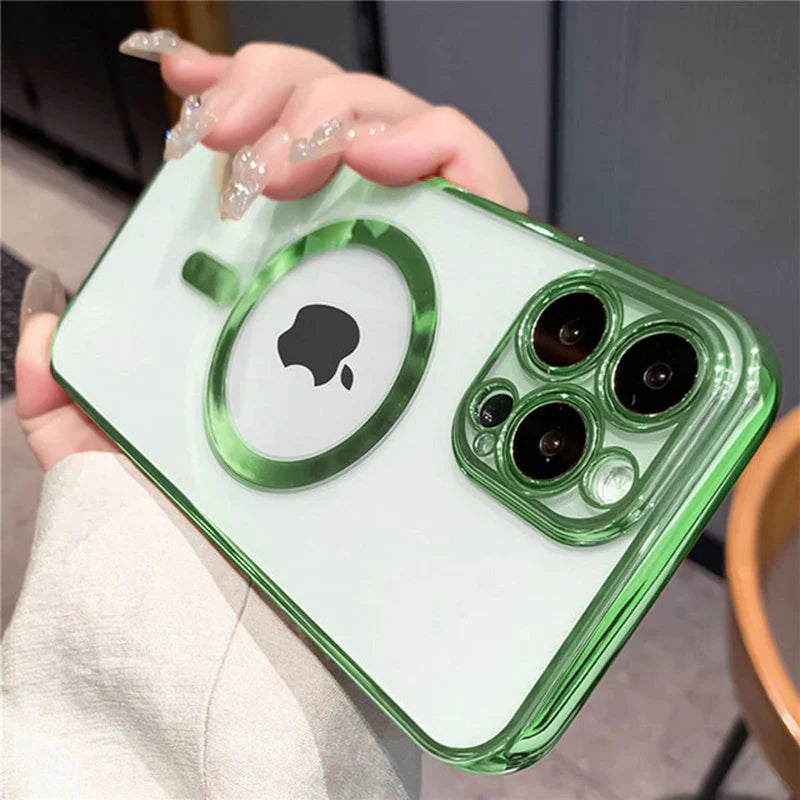 Luxury Plating Clear Magnetic for Magsafe Wireless Charge Case for Iphone 14 13 11 12 Pro Max X XR XS Silicone Transparent Cover