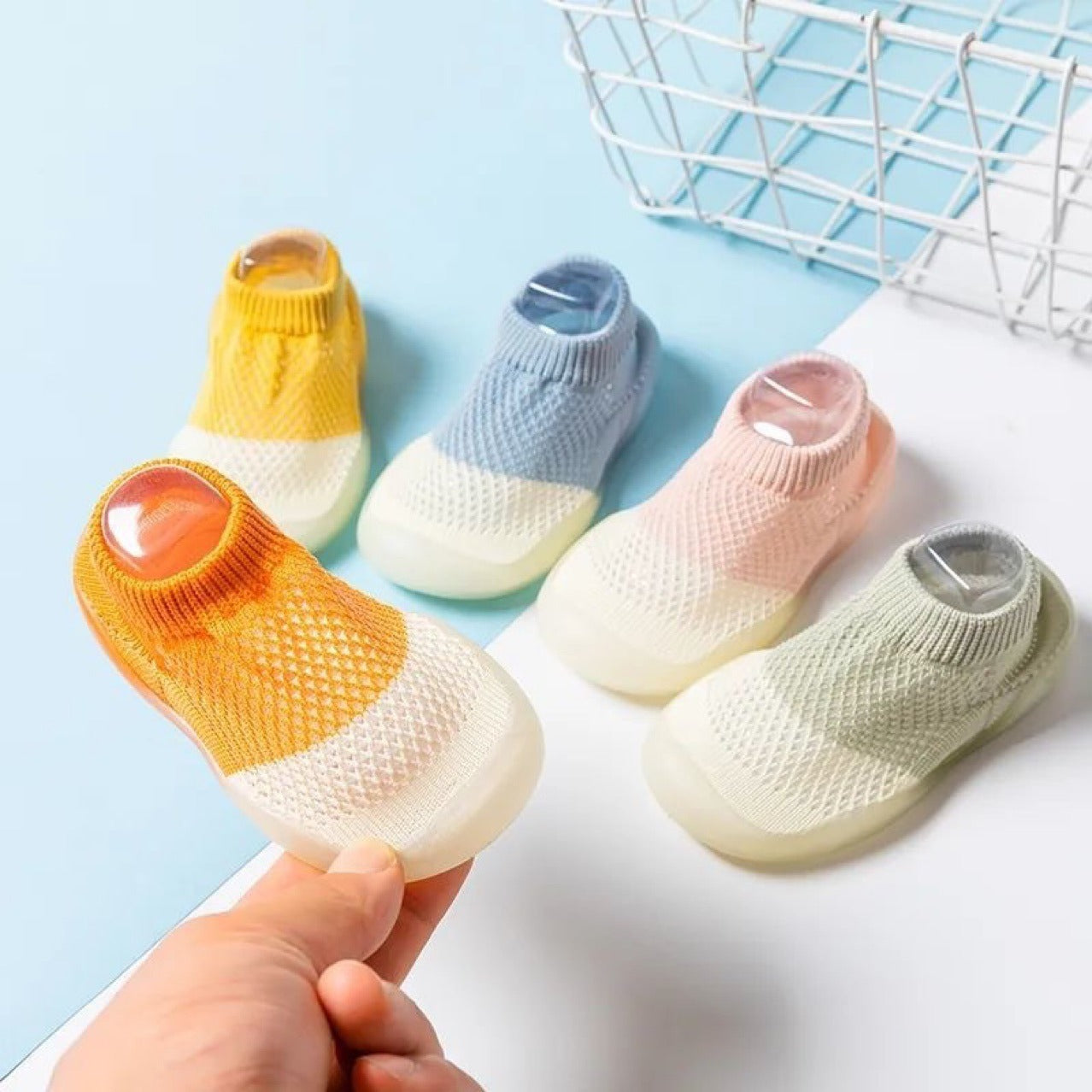 Sommer kinder weiche sohle anti slip boden loch schuhe, socken, dünne mesh schuhe