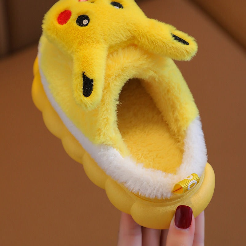 Winterkinder-Baumwollpantoffeln, süßes Cartoon-Haus für Mädchen, warme und rutschfeste Baby-Baumwollschuhe für drinnen und draußen, Eltern-Kind-Schuhe, Winter