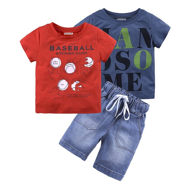 4Pcs Jungen Kleidung Sets Sommer Kinder Kleidung Baby Boy Sport Anzug T-shirt + Jeans Kostüm Für Kinder