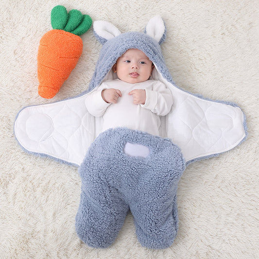Newborn Lamb Velvet Split-Leg Sleeping Bag Quilt for Autumn and Winter