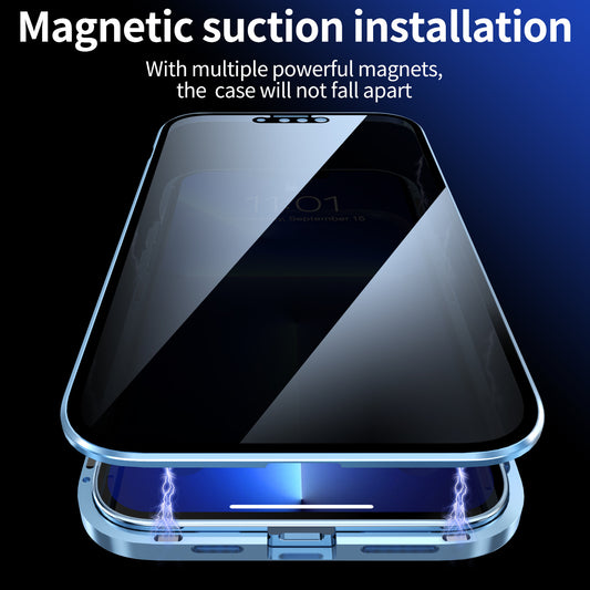 Anti-peep Magneto für Apple 13Pro telefon fall iPhone13/Mini doppelseitig metall rahmen schutz 