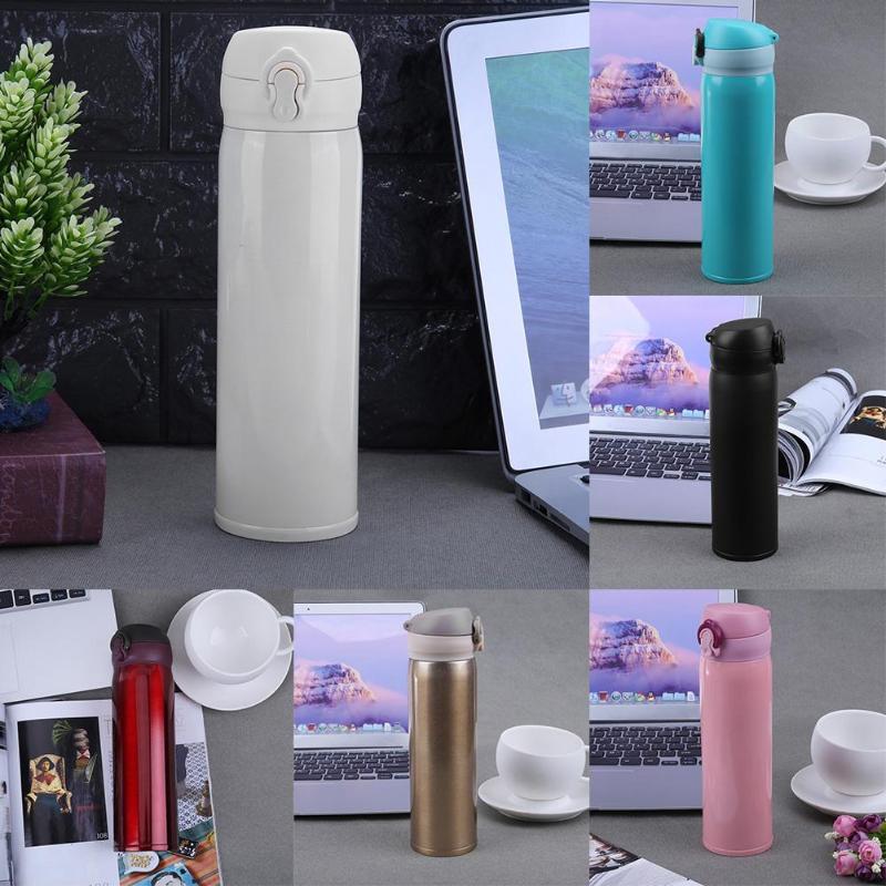 450ml Reisebecher Wasserthermosflasche Edelstahl Doppelwandige Thermosflasche Vakuumbecher Schule Zu Hause Tee Kaffee Trinkflasche 