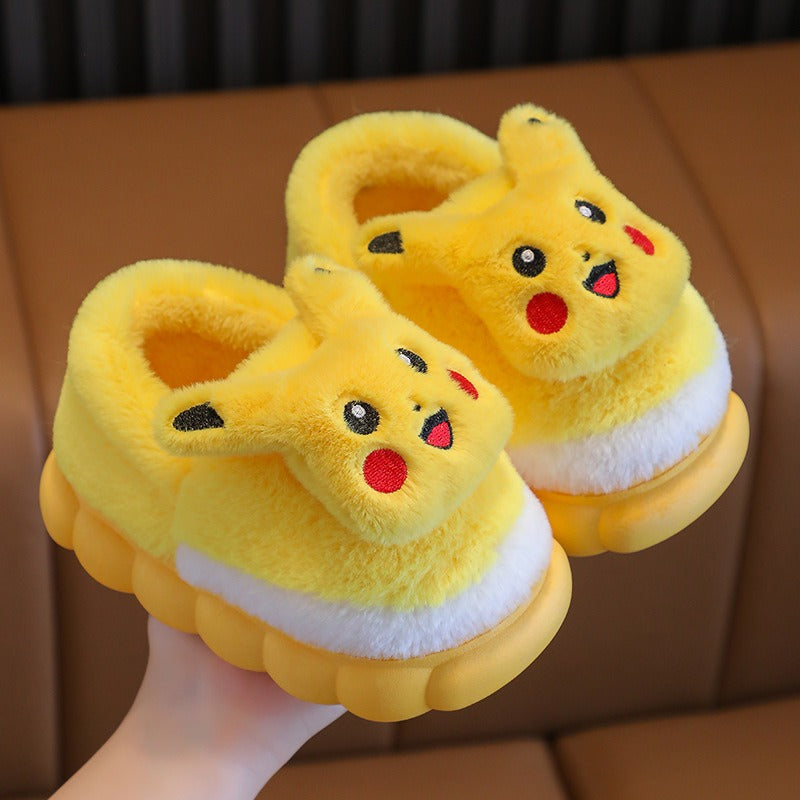 Winterkinder-Baumwollpantoffeln, süßes Cartoon-Haus für Mädchen, warme und rutschfeste Baby-Baumwollschuhe für drinnen und draußen, Eltern-Kind-Schuhe, Winter