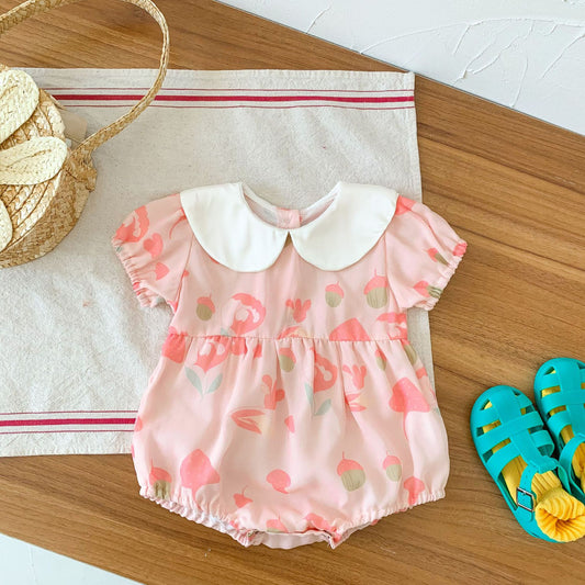 Sommer Neue Neugeborenen Koreanische Baby Mädchen Baby Revers Overall Babyspielanzug