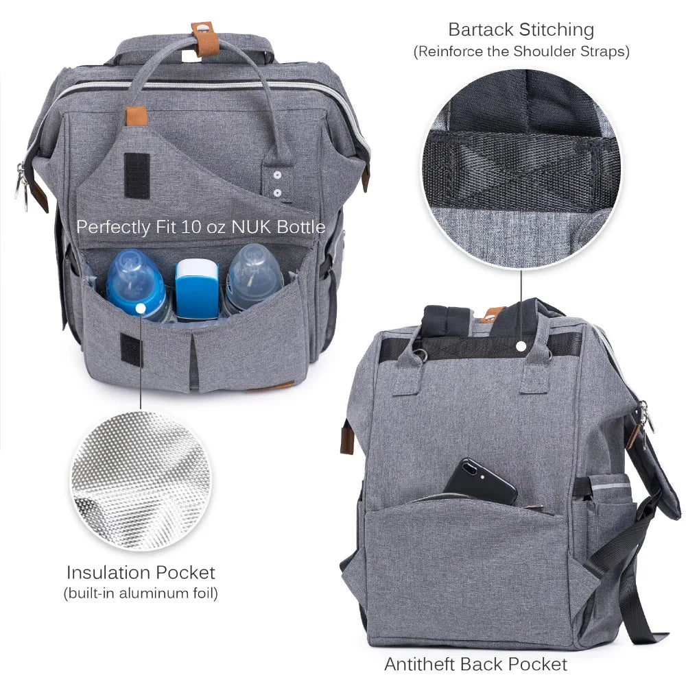Alameda Fashion Mummy Umstandstasche Multifunktions-Wickeltasche Rucksack Windel Babytasche mit Kinderwagengurten für die Babypflege