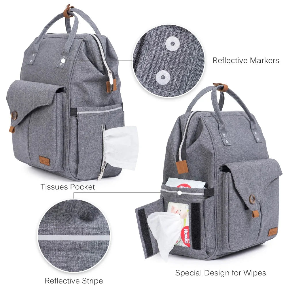 Alameda Fashion Mummy Umstandstasche Multifunktions-Wickeltasche Rucksack Windel Babytasche mit Kinderwagengurten für die Babypflege