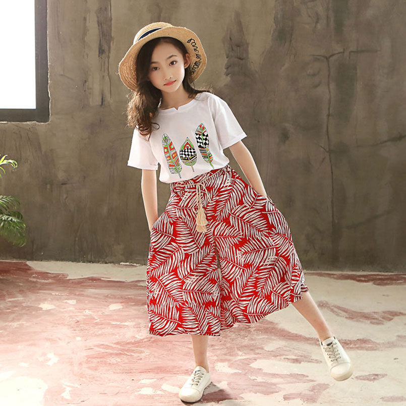 Summer Girls Clothes Sets Baby Girl Short Sleeve Shirt Top+Shorts Suits Kids Clothing Printed Children's Clothes 2pcs