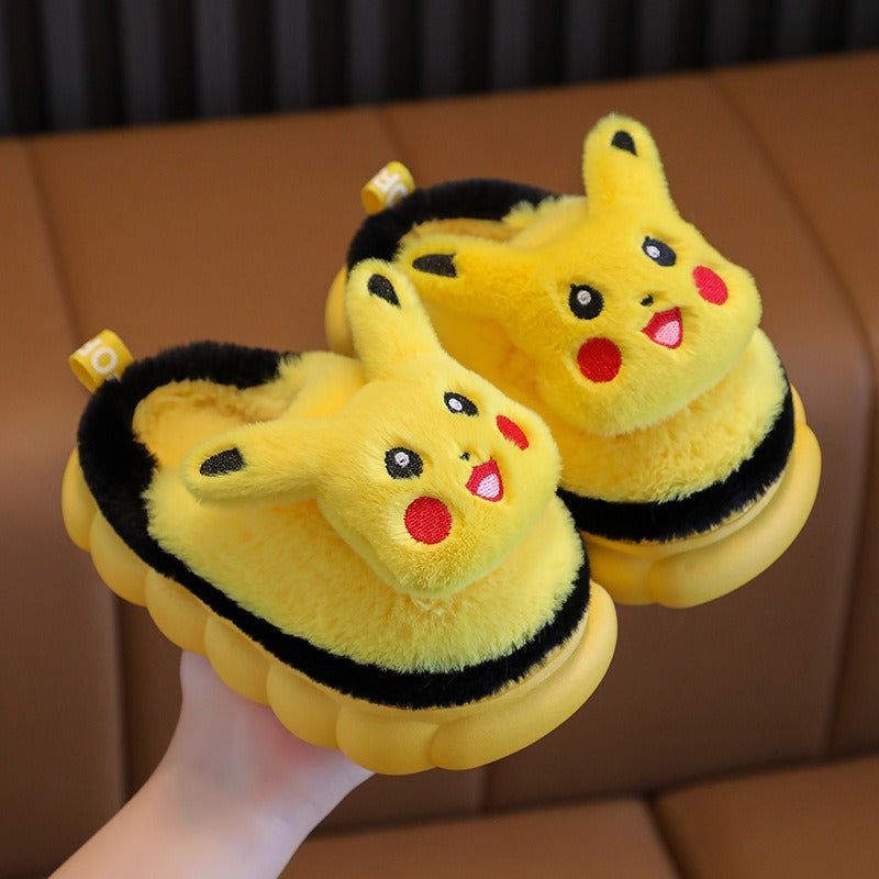 Winterkinder-Baumwollpantoffeln, süßes Cartoon-Haus für Mädchen, warme und rutschfeste Baby-Baumwollschuhe für drinnen und draußen, Eltern-Kind-Schuhe, Winter