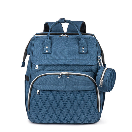 Neue bestickte Multifunktions-Mamatasche für den Außenbereich, Freizeit, faltbare Babybett-Mode, doppelte Schultertasche für Mutter und Baby
