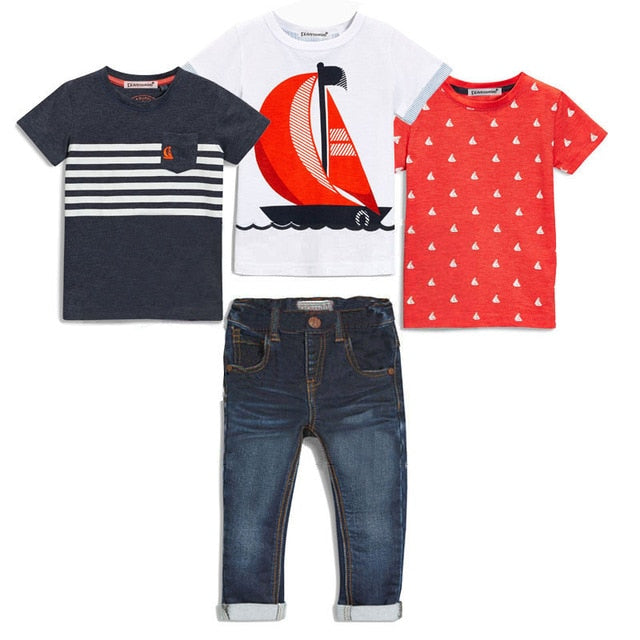 4Pcs Jungen Kleidung Sets Sommer Kinder Kleidung Baby Boy Sport Anzug T-shirt + Jeans Kostüm Für Kinder