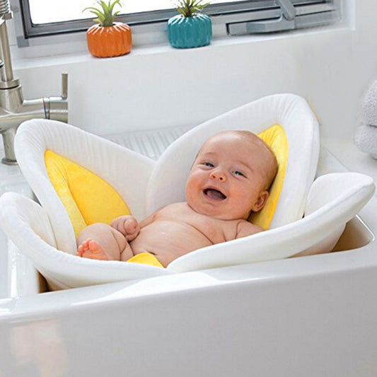 80CM Baby-Badematte Blühende Badewanne Blume Babybadewanne Waschbecken Sicher Neugeborenen Dusche Baden Faltbare Sicherheit Blütenblatt Sitzpolster 
