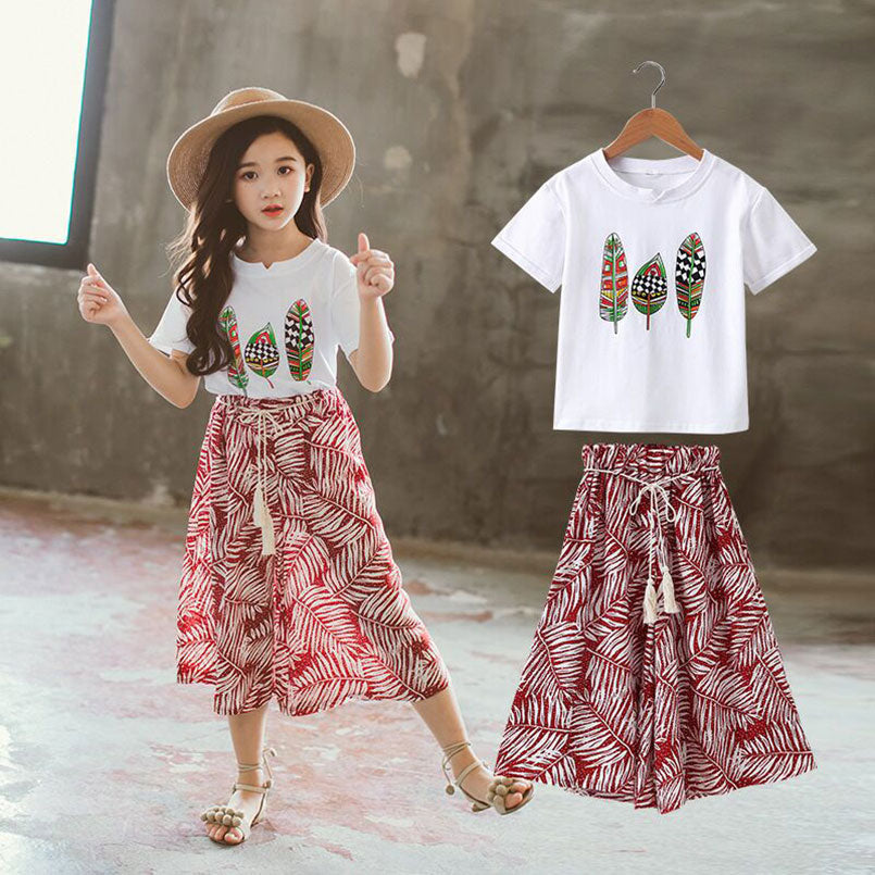 Summer Girls Clothes Sets Baby Girl Short Sleeve Shirt Top+Shorts Suits Kids Clothing Printed Children's Clothes 2pcs