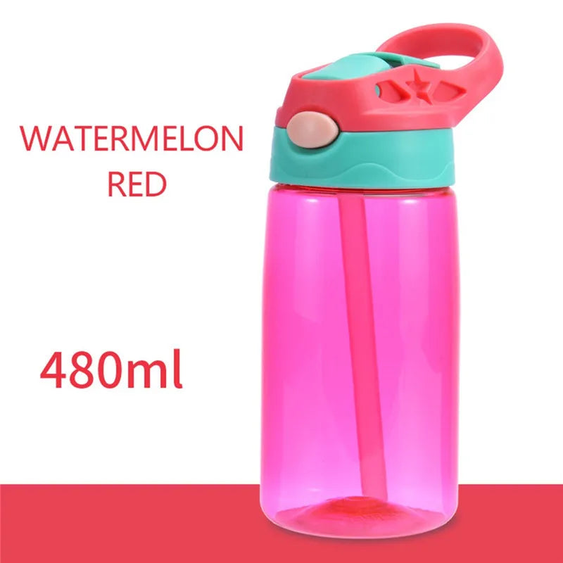 480 ml Kinderwasserflasche mit Strohhalmdeckel und Griff 