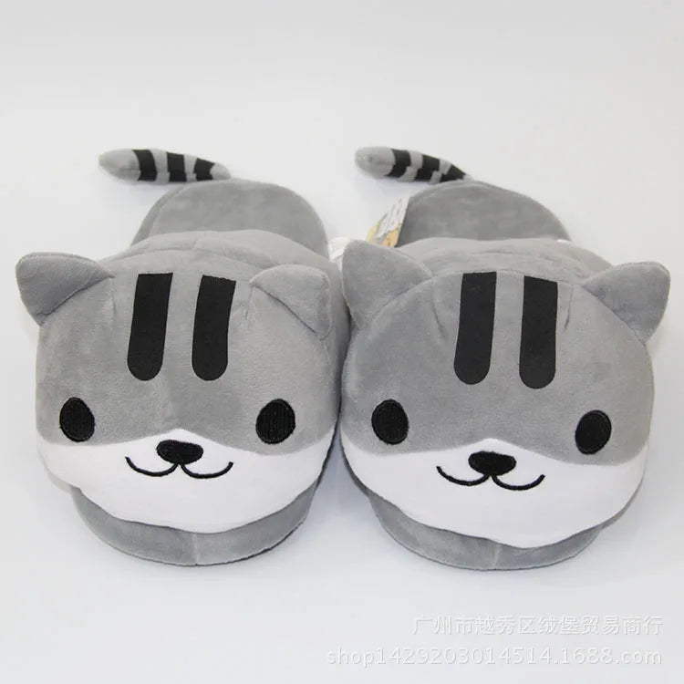 Winter Warm Indoor Slippers Cute Baby Plush Cartoon Slippers for Grown Ups Creative Prank Unisex Home Slipper Flats