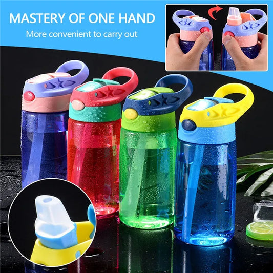 480 ml Kinderwasserflasche mit Strohhalmdeckel und Griff 