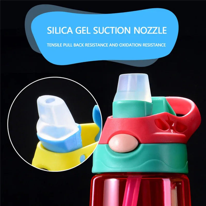 480 ml Kinderwasserflasche mit Strohhalmdeckel und Griff 