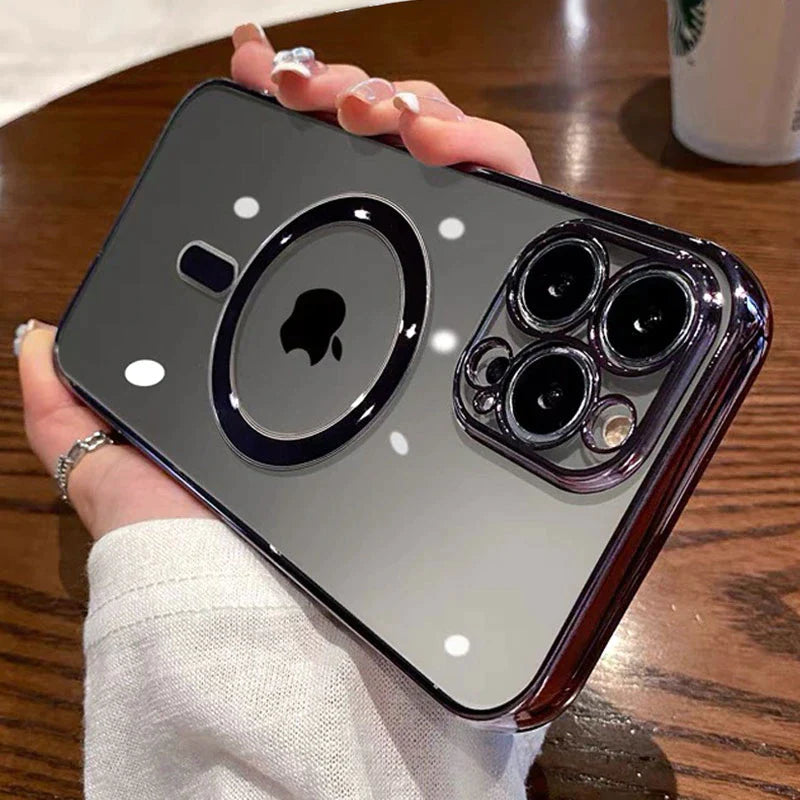 Luxury Plating Clear Magnetic for Magsafe Wireless Charge Case for Iphone 14 13 11 12 Pro Max X XR XS Silicone Transparent Cover