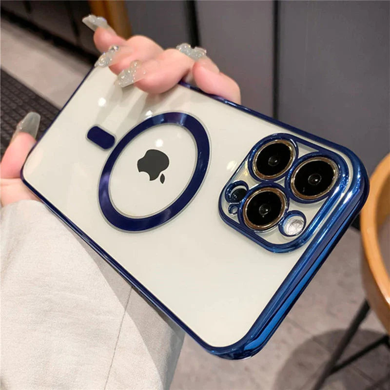 Luxury Plating Clear Magnetic for Magsafe Wireless Charge Case for Iphone 14 13 11 12 Pro Max X XR XS Silicone Transparent Cover