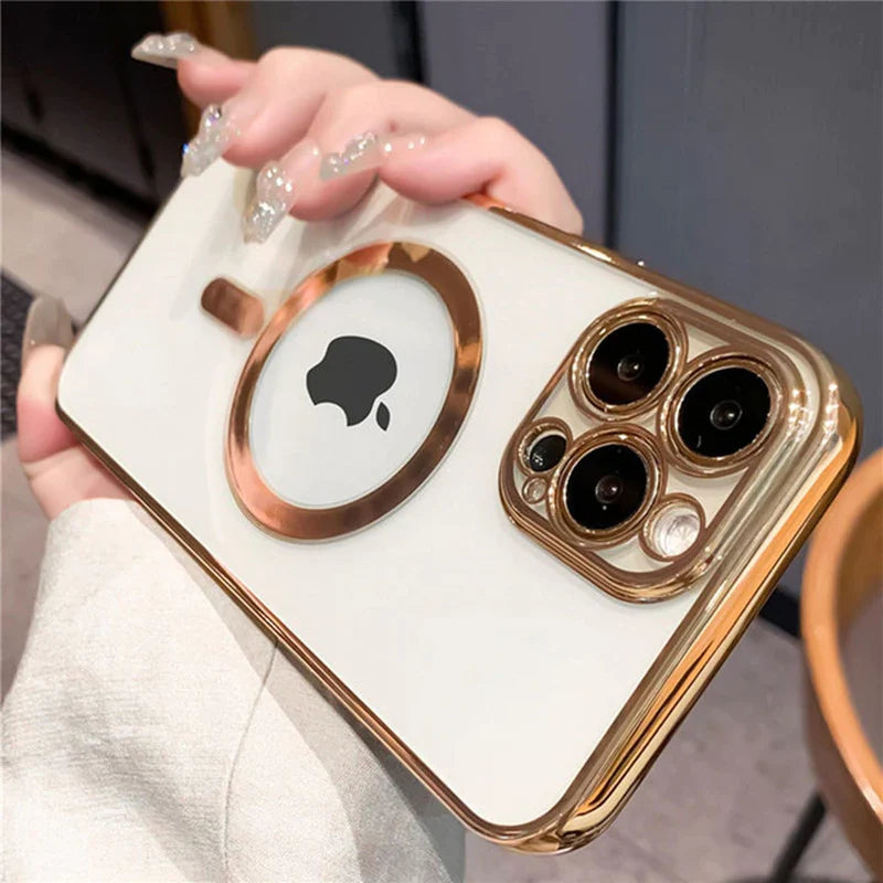 Luxury Plating Clear Magnetic for Magsafe Wireless Charge Case for Iphone 14 13 11 12 Pro Max X XR XS Silicone Transparent Cover